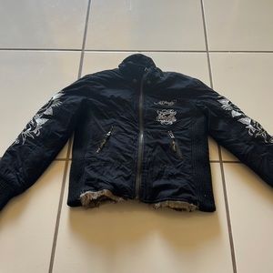 Beautiful black with faux fur inside Ed Hardy Jacket.